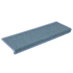 vidaXL Tappetini per scale 30 pz 65x21x4 cm Blu mare con bordo rettangolare