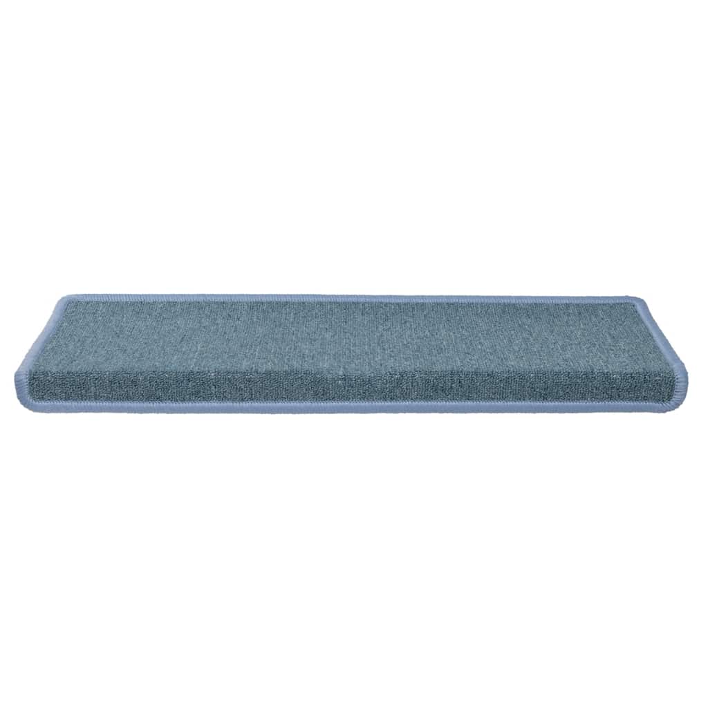vidaXL Tappetini per scale 30 pz 65x21x4 cm Blu mare con bordo rettangolare