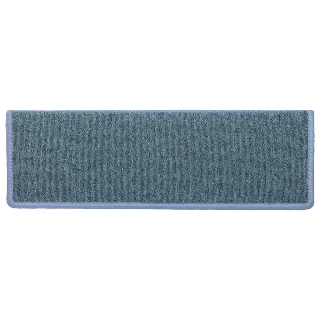 Tappetini per scale 30 pz 65x21x4 cm Blu mare con bordo rettangolare 3365774