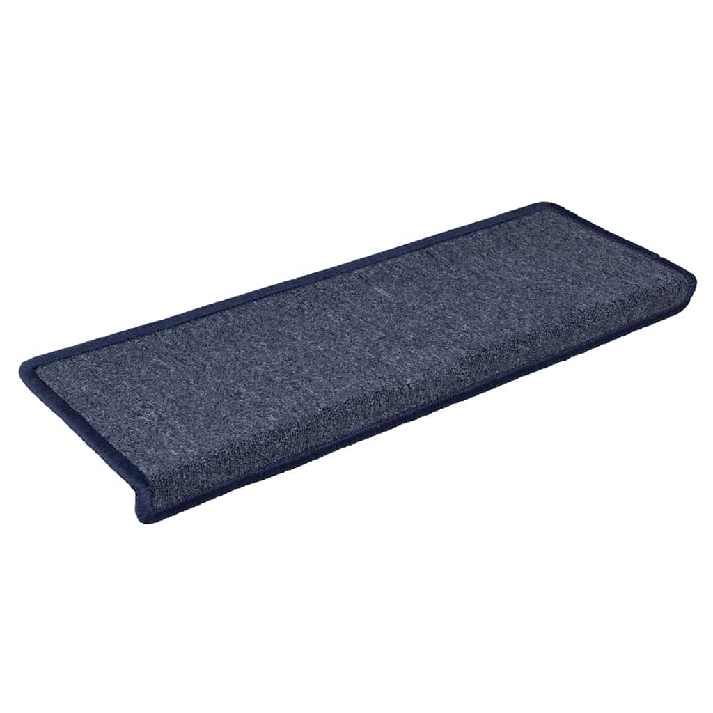 vidaXL Tappetini per scale 30 pz 65x21x4 cm Grigio scuro e blu con bordo rettangolare