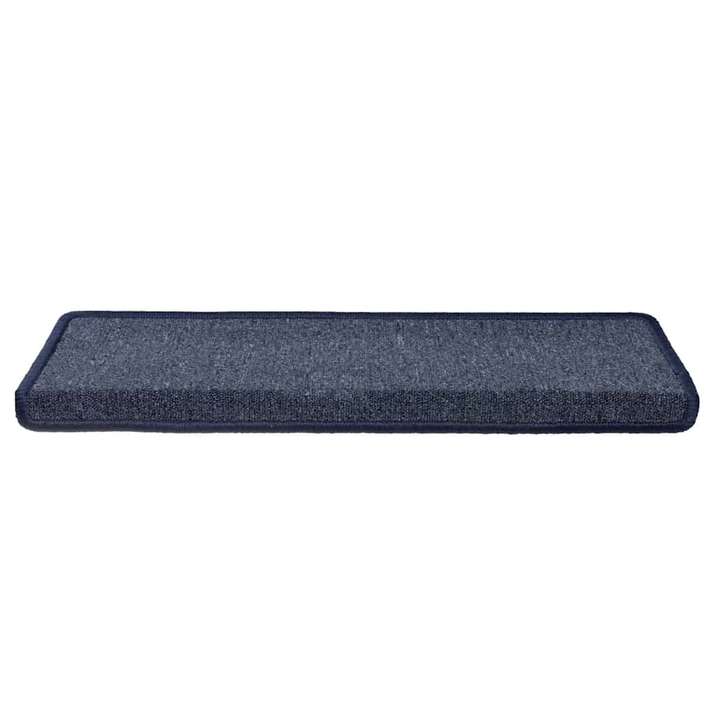 vidaXL Tappetini per scale 30 pz 65x21x4 cm Grigio scuro e blu con bordo rettangolare