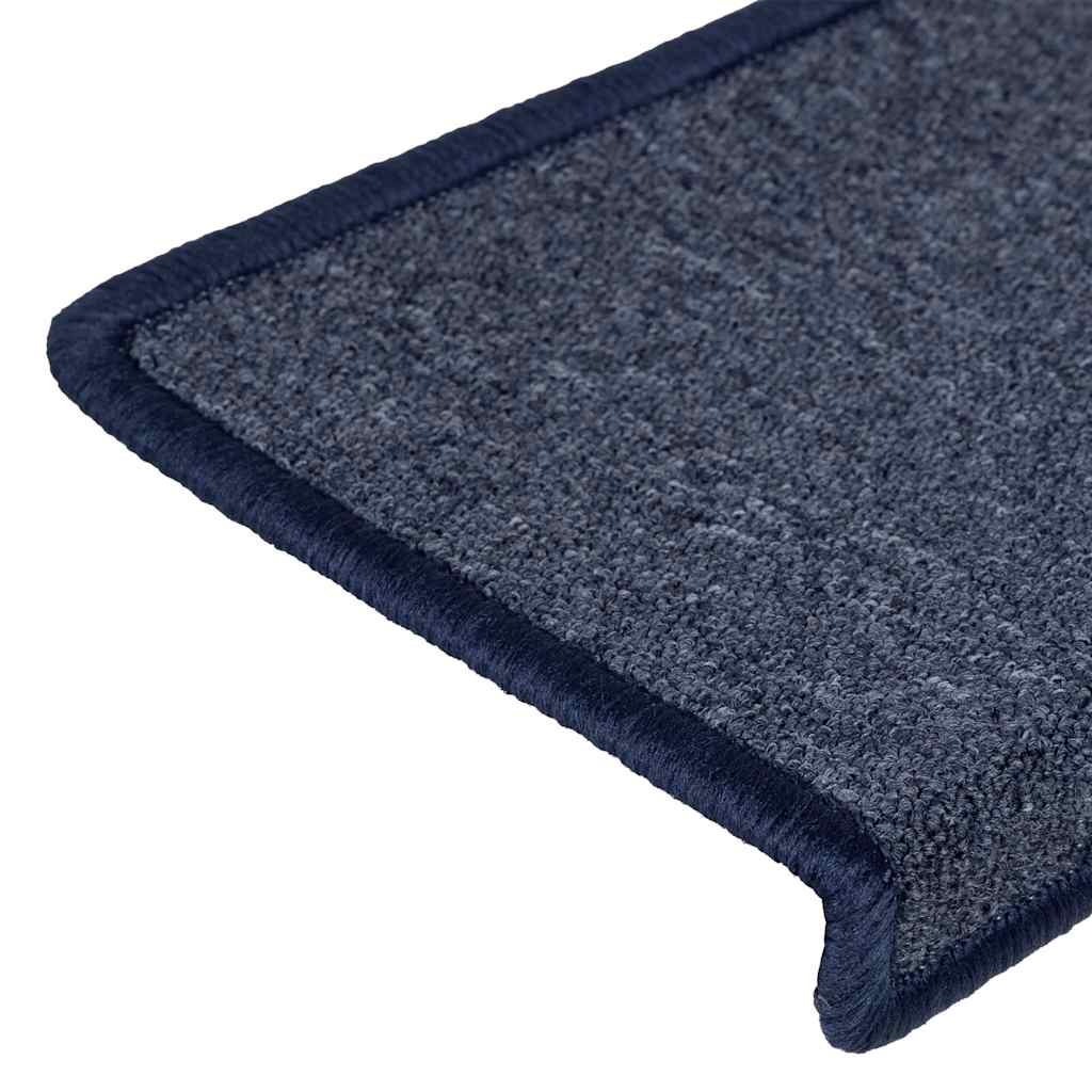 vidaXL Tappetini per scale 30 pz 65x21x4 cm Grigio scuro e blu con bordo rettangolare