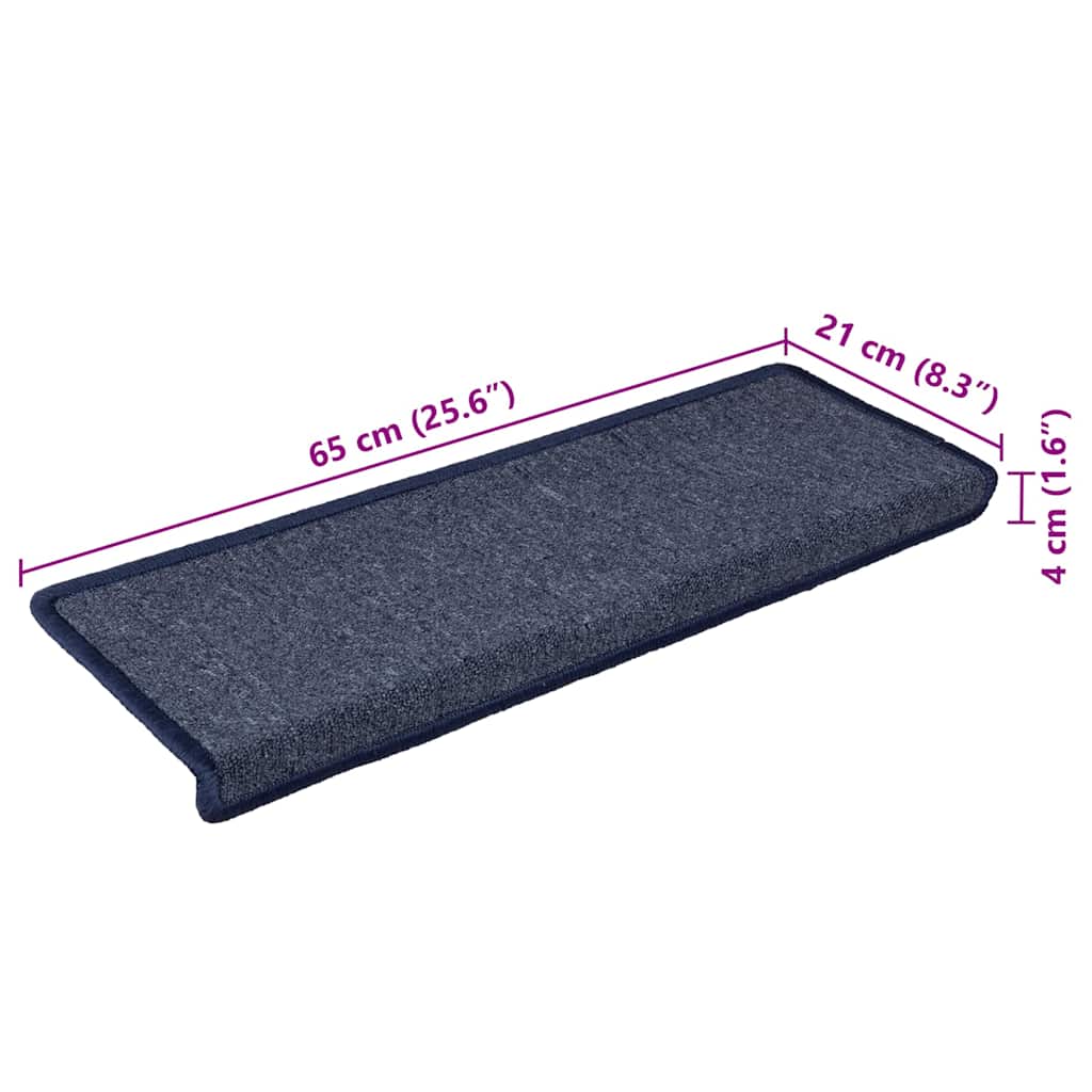 vidaXL Tappetini per scale 30 pz 65x21x4 cm Grigio scuro e blu con bordo rettangolare