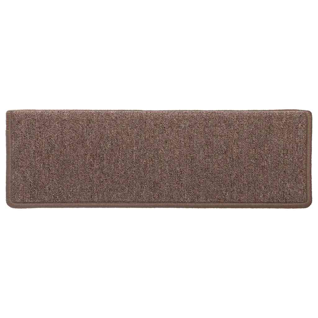 Tappetini per scale 30 pz 65x21x4 cm Marrone Bordo rettangolare 3365776