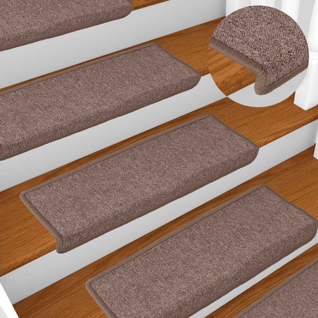 vidaXL Tappetini per scale 30 pz 65x21x4 cm Marrone Bordo rettangolare