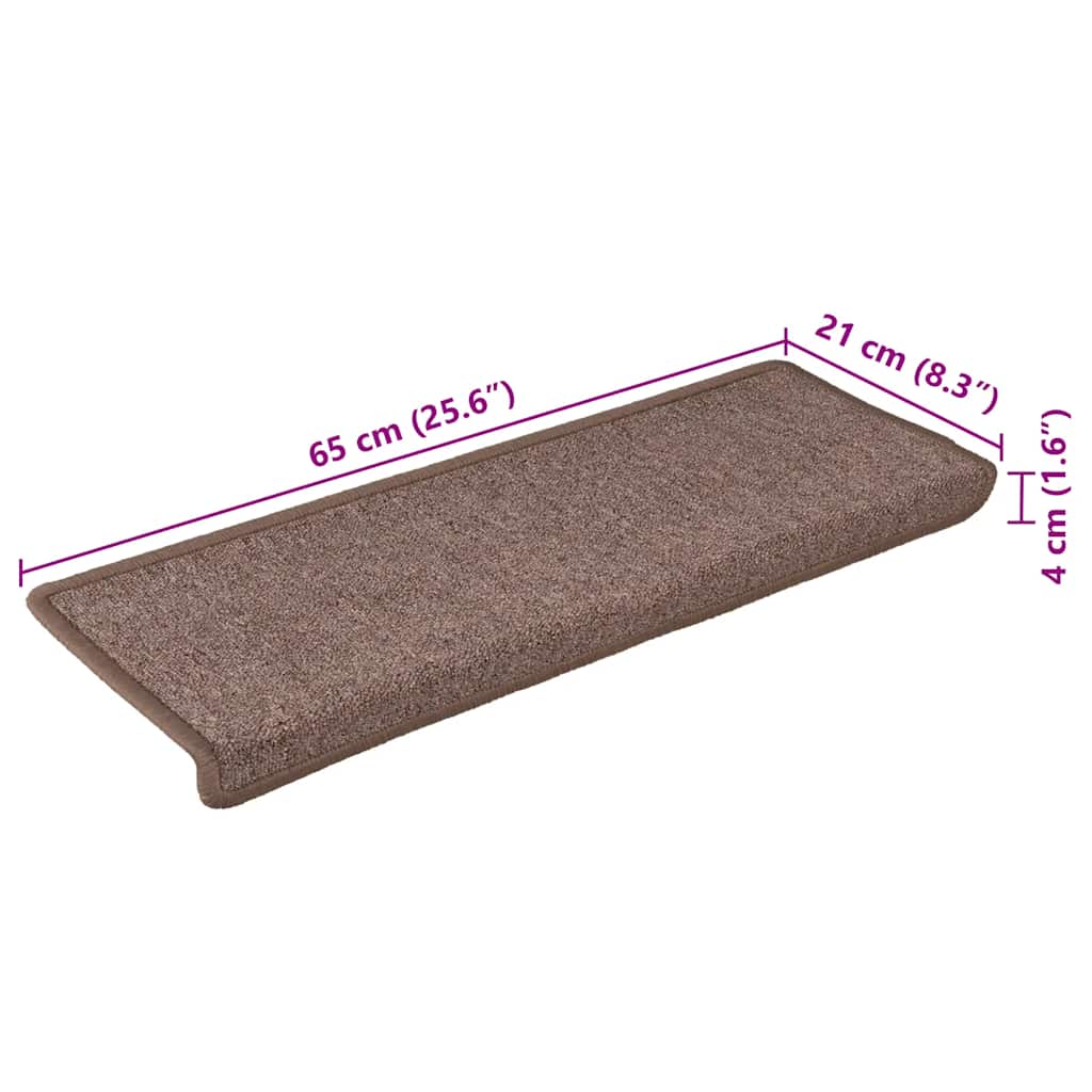 Tappetini per scale 30 pz 65x21x4 cm Marrone Bordo rettangolare 3365776