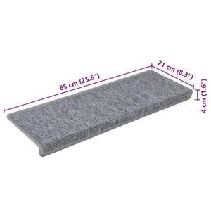 Tappetini per scale 30 pz 65x21x4 cm Grigio chiaro Bordo rettangolare 3365778
