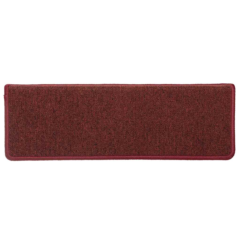 Tappetini per scale 30 pz 65x21x4 cm Bordeaux bordo rettangolare 3365779
