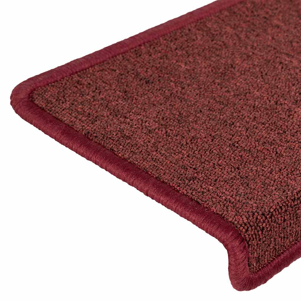 Tappetini per scale 30 pz 65x21x4 cm Bordeaux bordo rettangolare 3365779