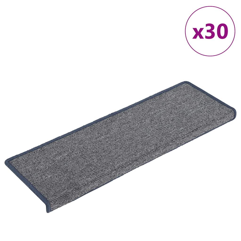 Tappetini per scale 30 pz 65x21x4 cm Grigio chiaro e blu con bordo rettangolare 3365780