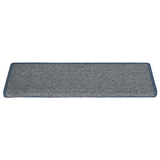 Tappetini per scale 30 pz 65x21x4 cm Grigio chiaro e blu con bordo rettangolare 3365780
