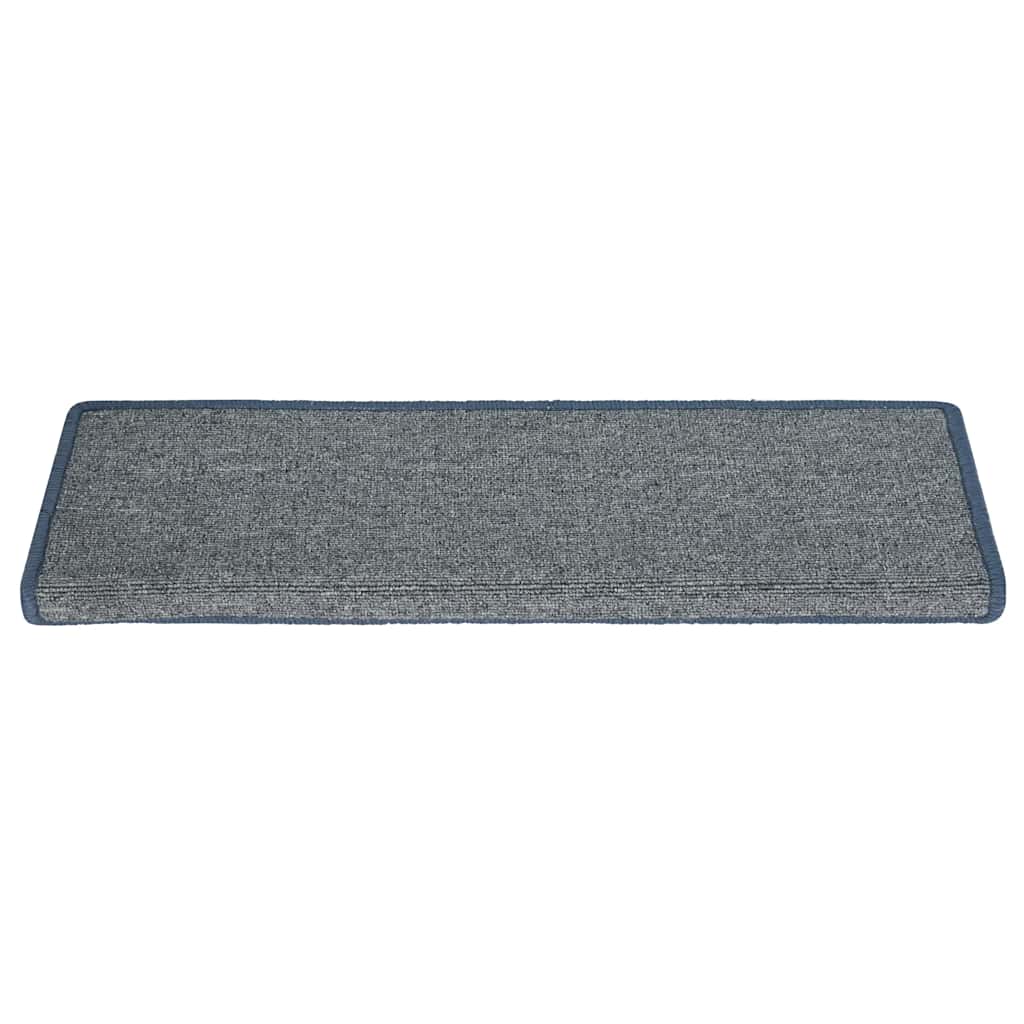 vidaXL Tappetini per scale 30 pz 65x21x4 cm Grigio chiaro e blu con bordo rettangolare