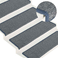 vidaXL Tappetini per scale 30 pz 65x21x4 cm Grigio chiaro e blu con bordo rettangolare