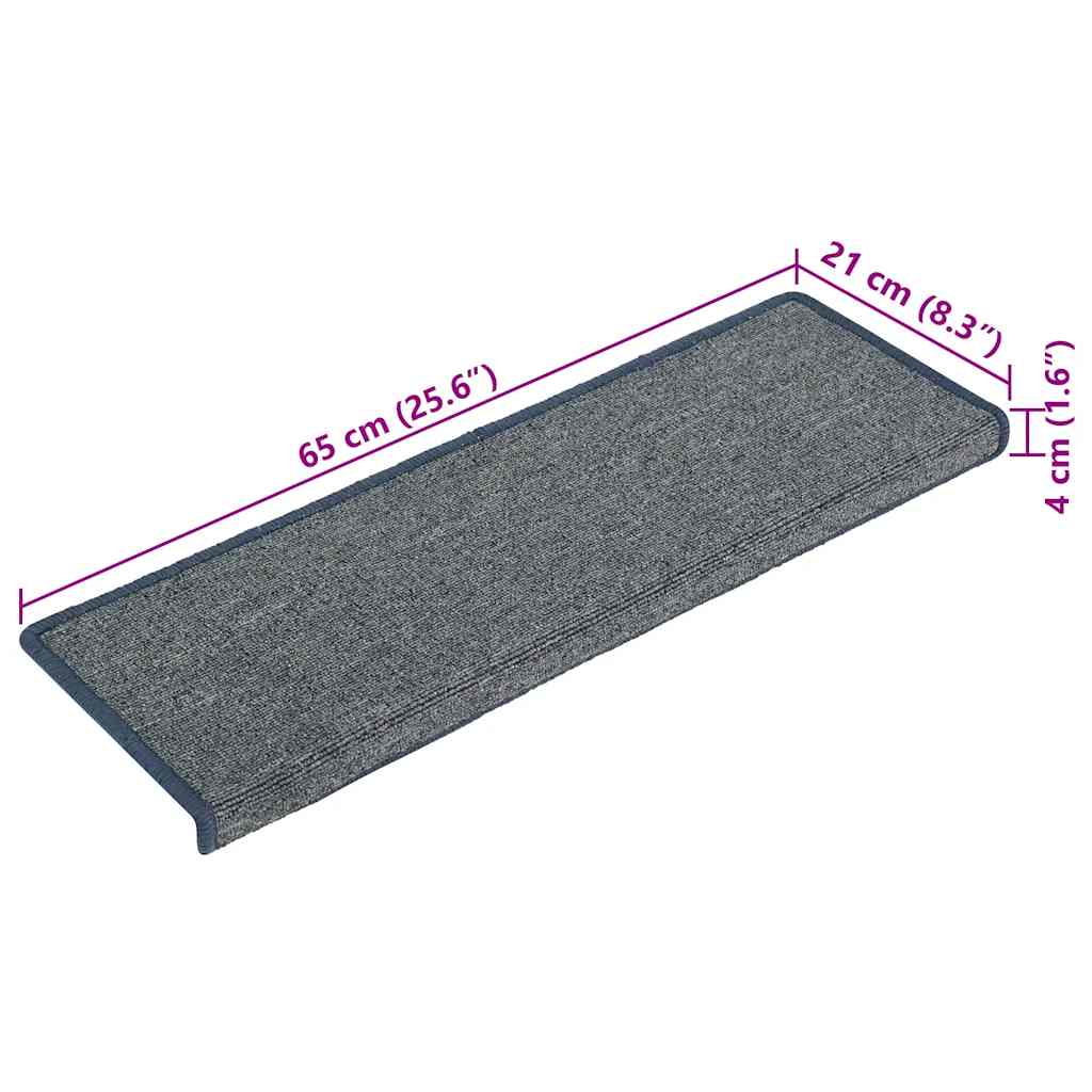 Tappetini per scale 30 pz 65x21x4 cm Grigio chiaro e blu con bordo rettangolare 3365780