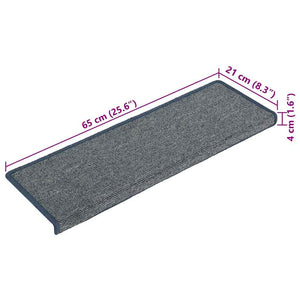 Tappetini per scale 30 pz 65x21x4 cm Grigio chiaro e blu con bordo rettangolare 3365780