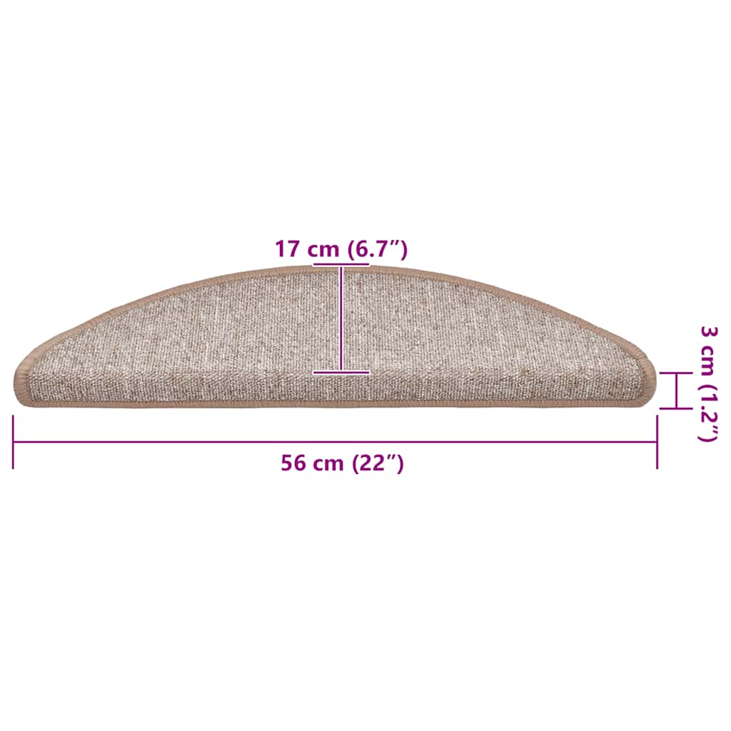 Tappetini per scale 20 pz 56x17x3 cm Marrone chiaro Semicircolari 3365783