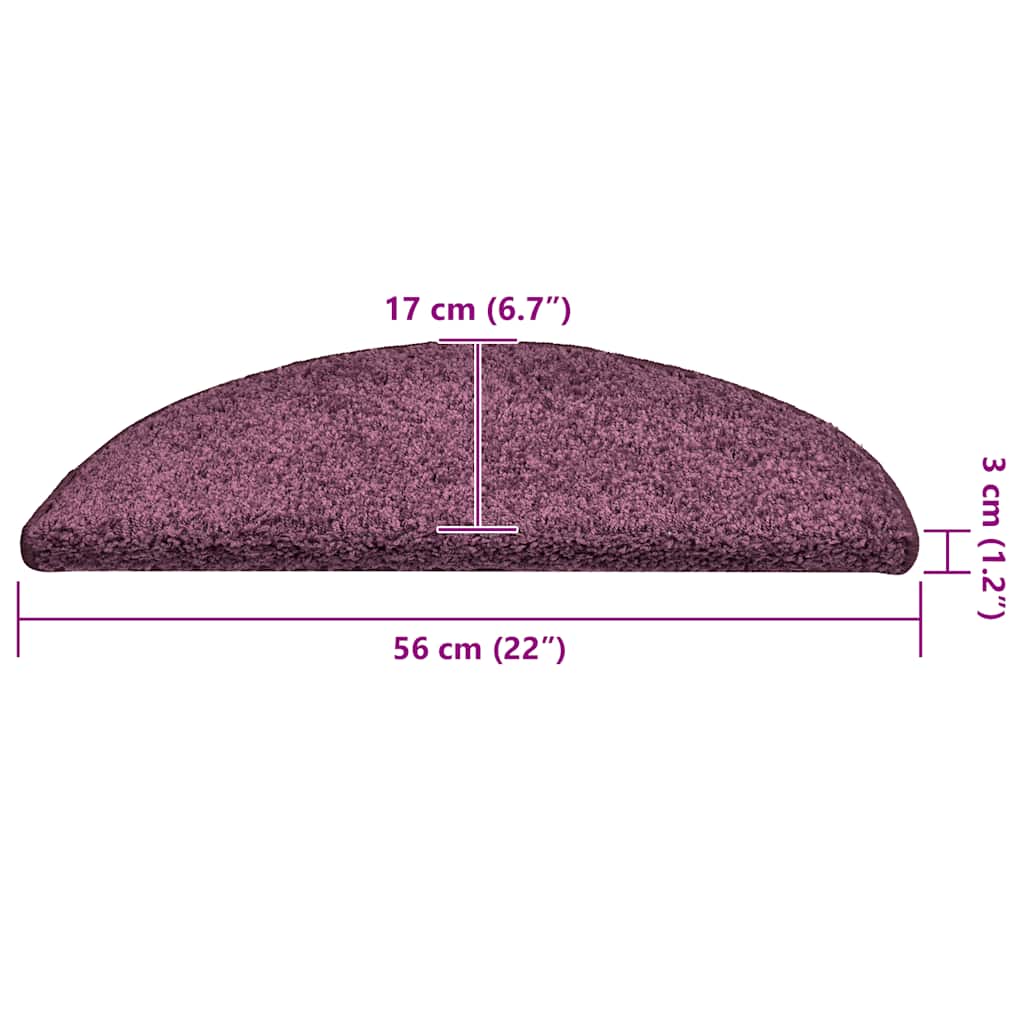 vidaXL Tappetini per scale 30 pz 56x17x3 cm Viola scuro semicircolari