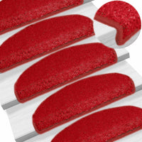 vidaXL Tappetini per scale 30 pz 65x21x4 cm rossi semicircolari grandi