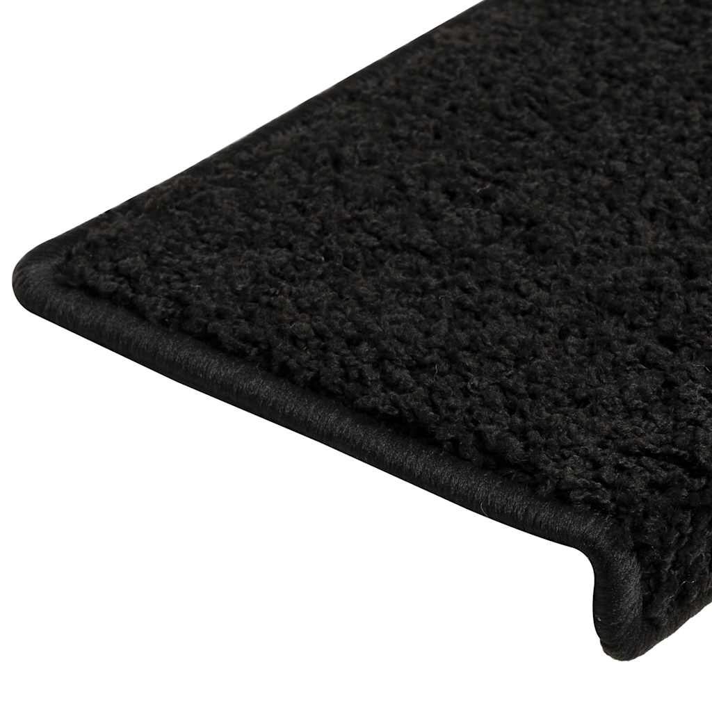 vidaXL Tappetini per scale 30 pz 65x21x4 cm Nero Bordo rettangolare