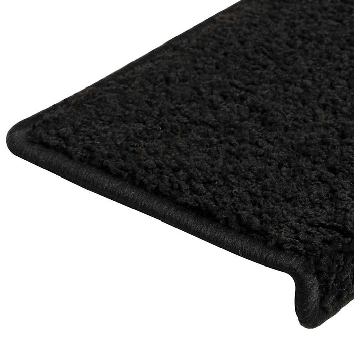 vidaXL Tappetini per scale 30 pz 65x21x4 cm Nero Bordo rettangolare