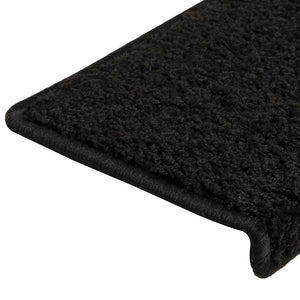 Tappetini per scale 30 pz 65x21x4 cm Nero Bordo rettangolare 3365826