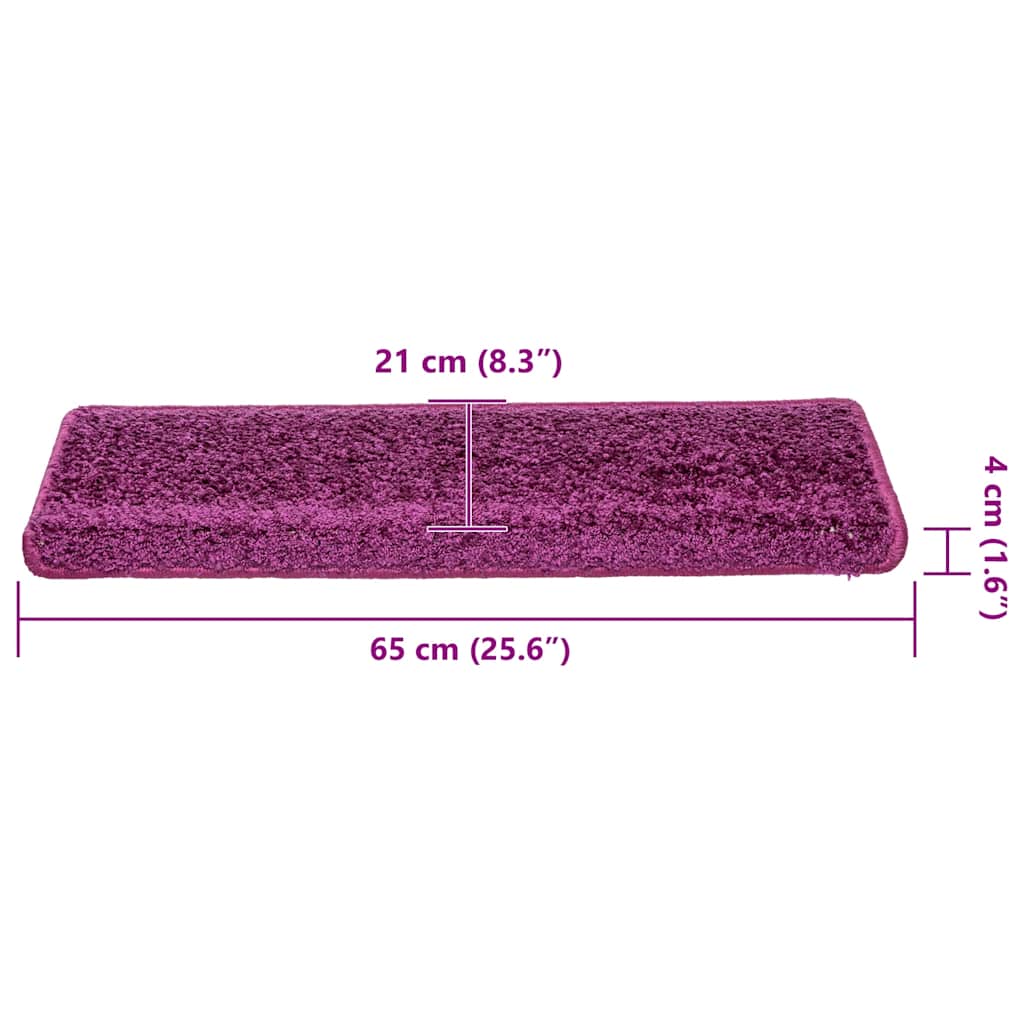 vidaXL Tappetini per scale 30 pz 65x21x4 cm Viola Bordo rettangolare
