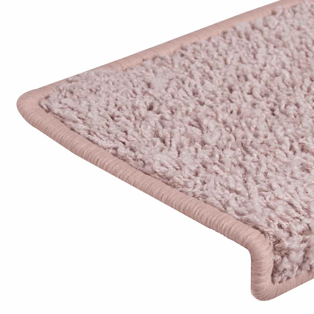 vidaXL Tappetini per scale 30 pz 65x21x4 cm Bianco e Rosa Bordo rettangolare