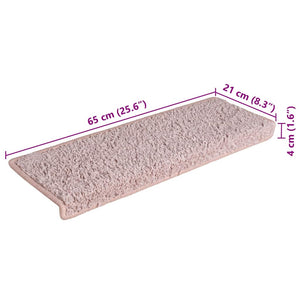 vidaXL Tappetini per scale 30 pz 65x21x4 cm Bianco e Rosa Bordo rettangolare