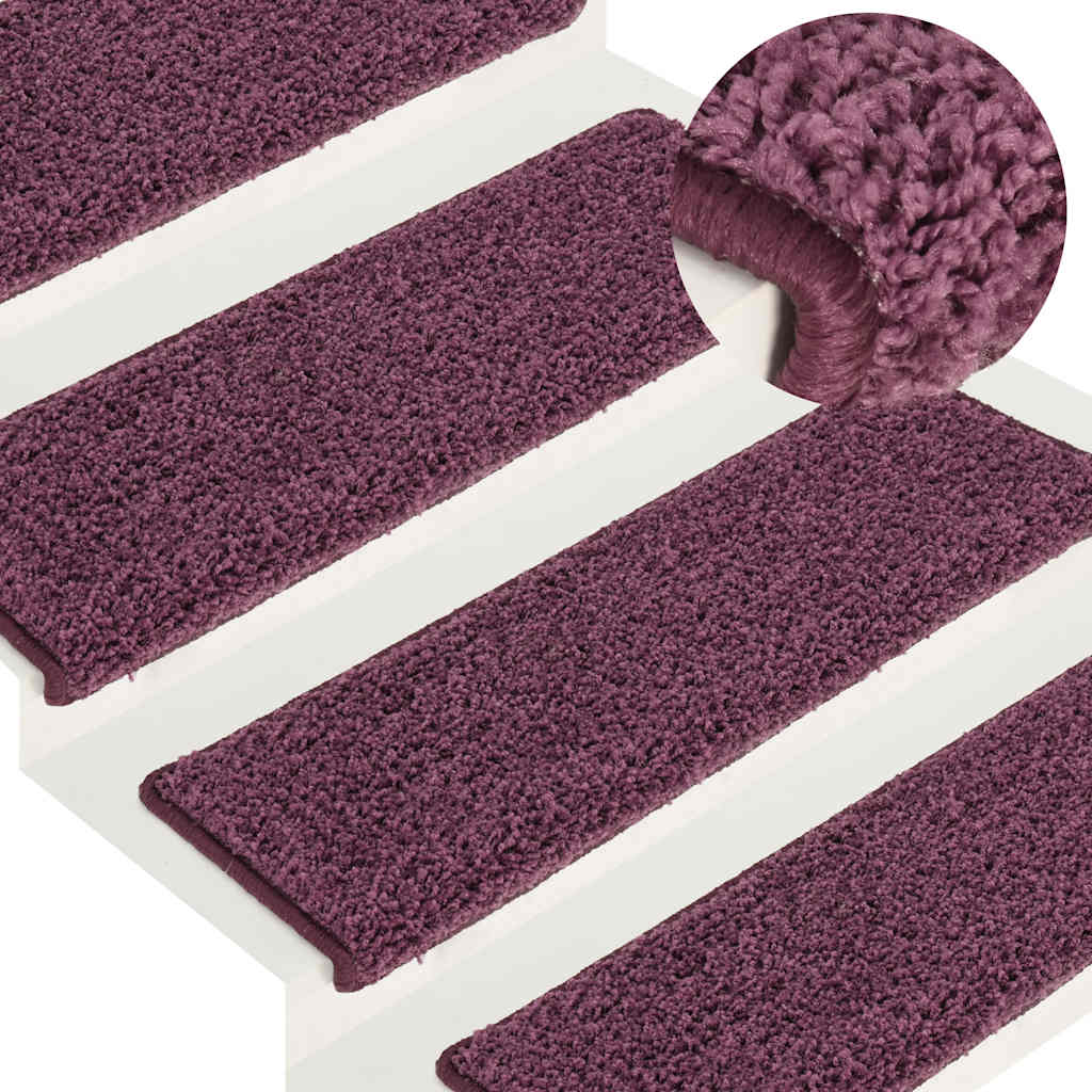 Tappetini per scale 30 pz 65x21x4 cm Viola scuro con bordo rettangolare 3365837