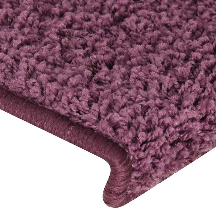 vidaXL Tappetini per scale 30 pz 65x21x4 cm Viola scuro con bordo rettangolare