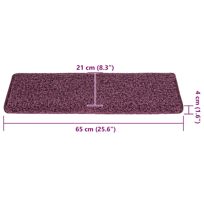vidaXL Tappetini per scale 30 pz 65x21x4 cm Viola scuro con bordo rettangolare