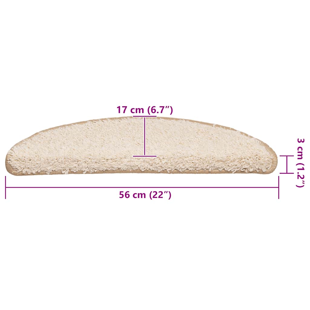 vidaXL Tappetini per scale 20 pz 56x17x3 cm Crema Semicircolari