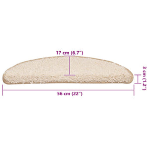 Tappetini per scale 20 pz 56x17x3 cm Crema Semicircolari 3365841