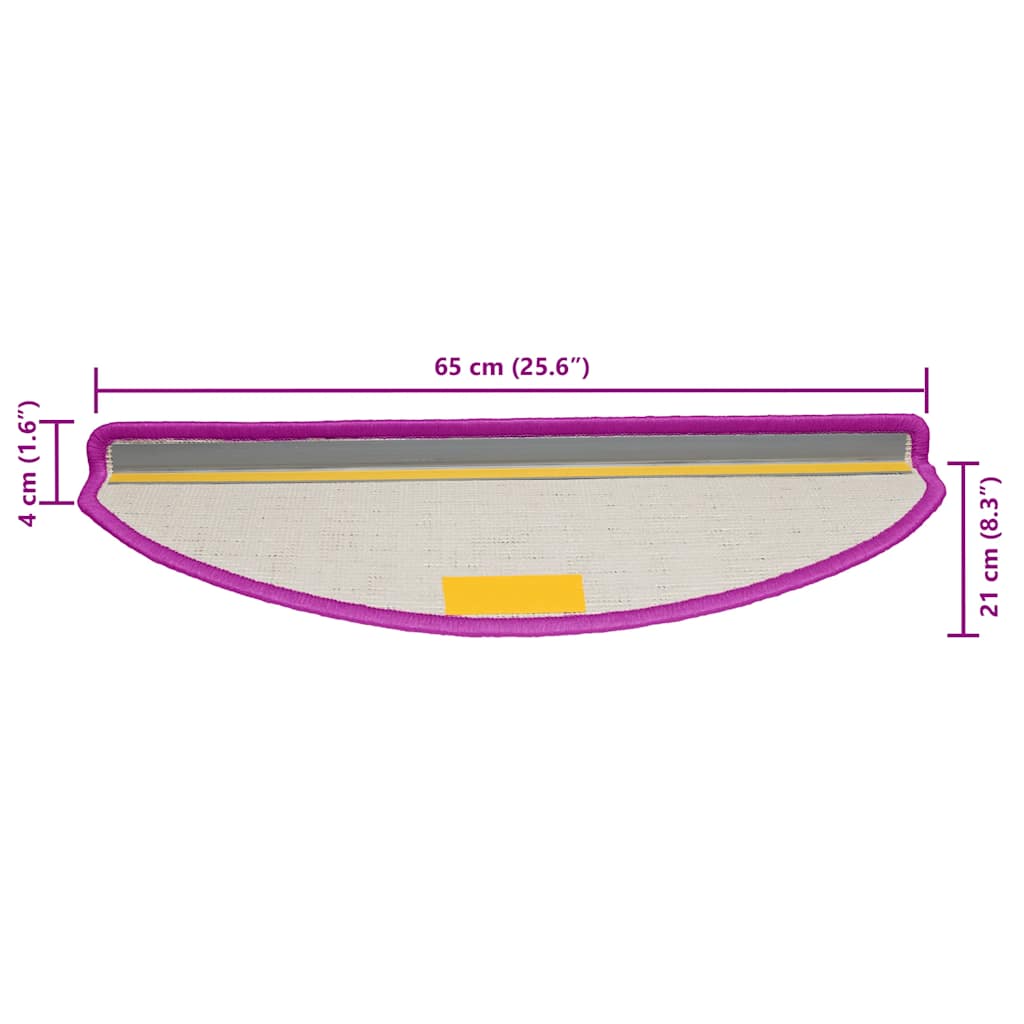 vidaXL Tappetini per scale 20 pz 65x21x4 cm Viola Semicircolari Grandi