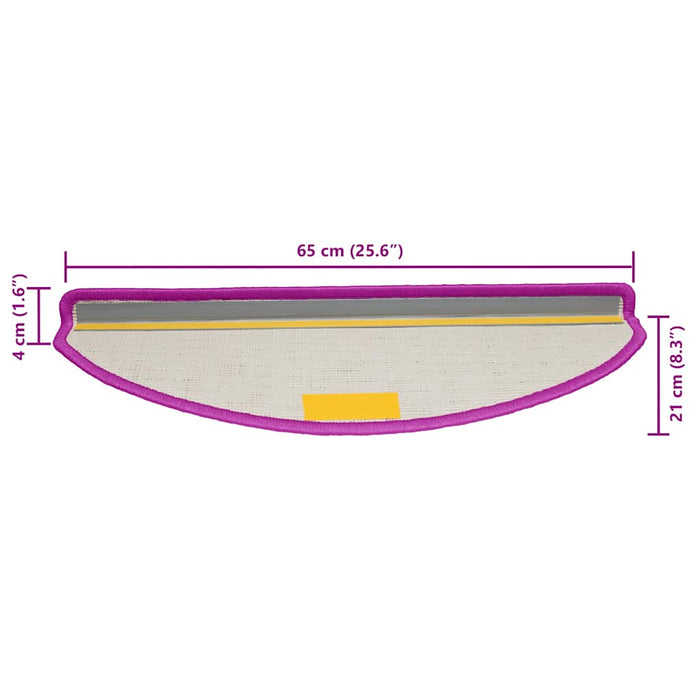 vidaXL Tappetini per scale 20 pz 65x21x4 cm Viola Semicircolari Grandi