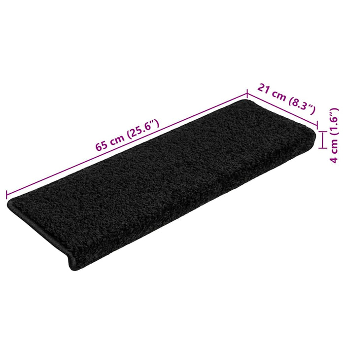 Tappetini per scale 20 pz 65x21x4 cm Nero Bordo rettangolare 3365852