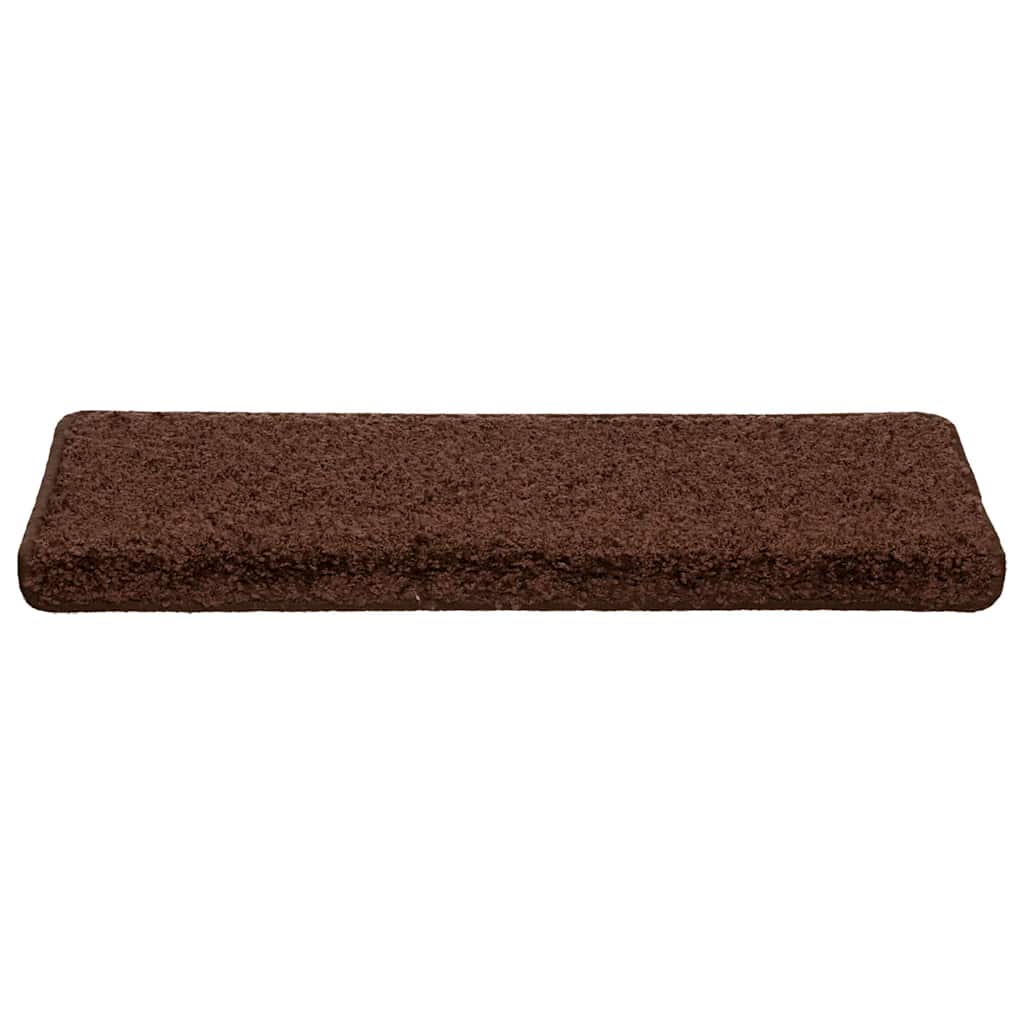 Tappetini per scale 20 pz 65x21x4 cm Marrone Bordo rettangolare 3365854