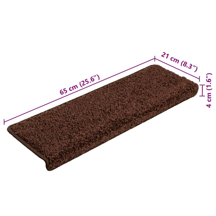 vidaXL Tappetini per scale 20 pz 65x21x4 cm Marrone Bordo rettangolare