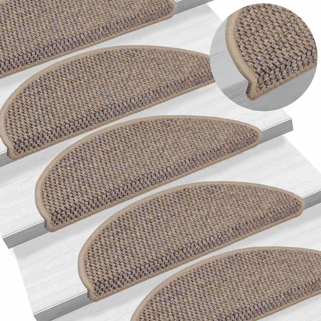 Tappeti Adesivi Scale Aspetto Sisal 30 pz 56x17x3cm Beige Scuro 3365866