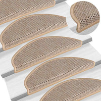 Tappeti Adesivi Scale Aspetto Sisal 30pz 56x17x3cm Beige Chiaro