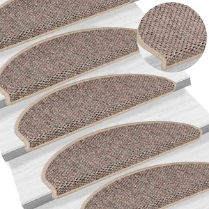Tappeti Adesivi Scale Aspetto Sisal 30 pz 65x21x4cm Beige Scuro 3365878