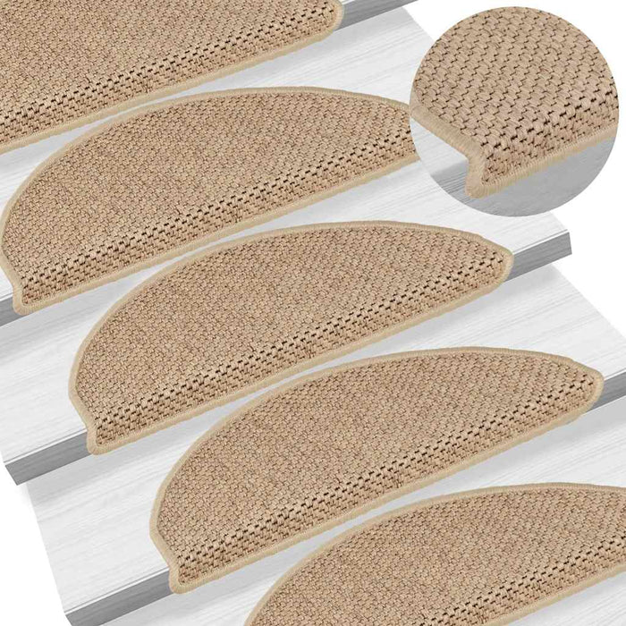 vidaXL Tappeti Autoadesivi Scale Aspetto Sisal 30 pz 65x21x4 cm Sabbia