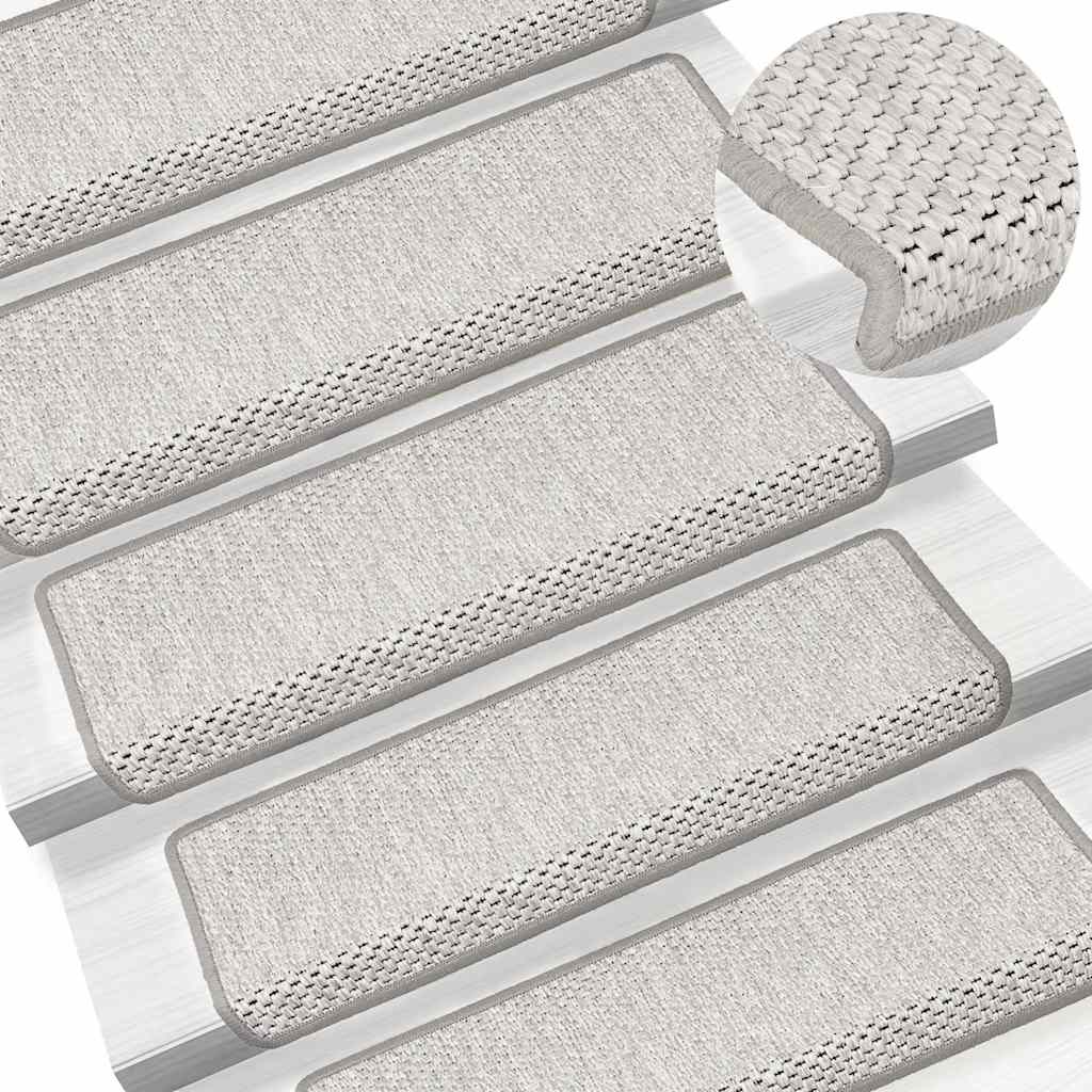 Tappeti Adesivi Scale Aspetto Sisal 30 pz 65x21x4 cm Platino
