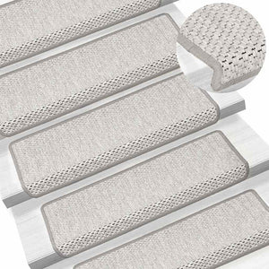 Tappeti Adesivi Scale Aspetto Sisal 30 pz 65x21x4 cm Platino