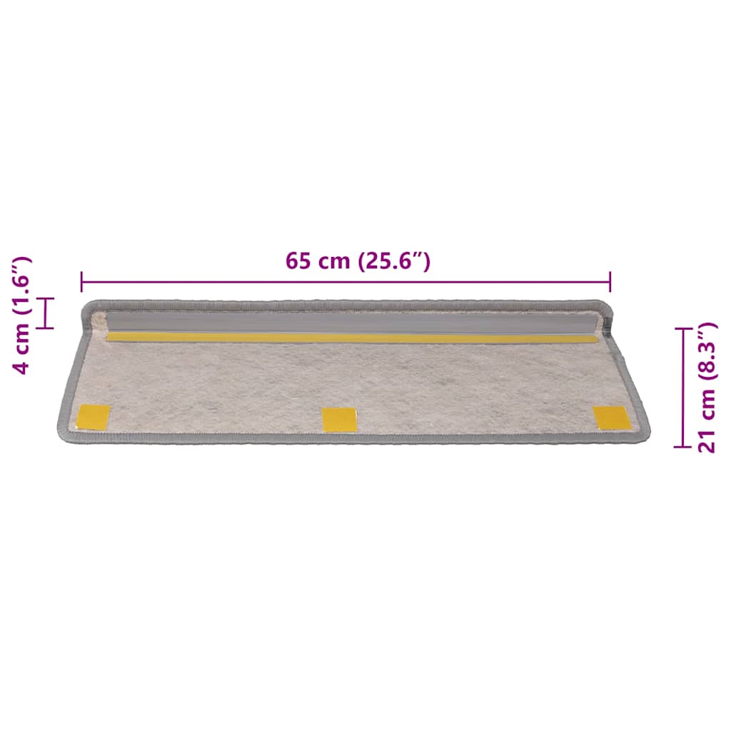 Tappeti Autoadesivi Scale Aspetto Sisal 30 pz 65x21x4cm Argento