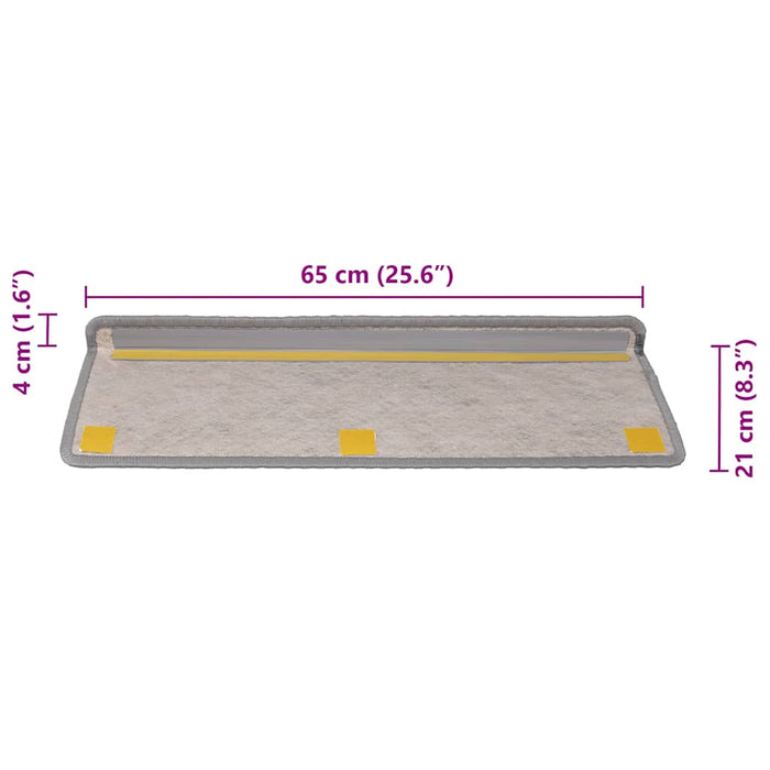 Tappeti Autoadesivi Scale Aspetto Sisal 30 pz 65x21x4cm Argento