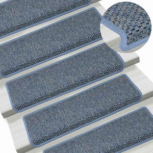Tappeti Autoadesivi per Scale Aspetto Sisal 30pz 65x21x4 cm Blu 3365886