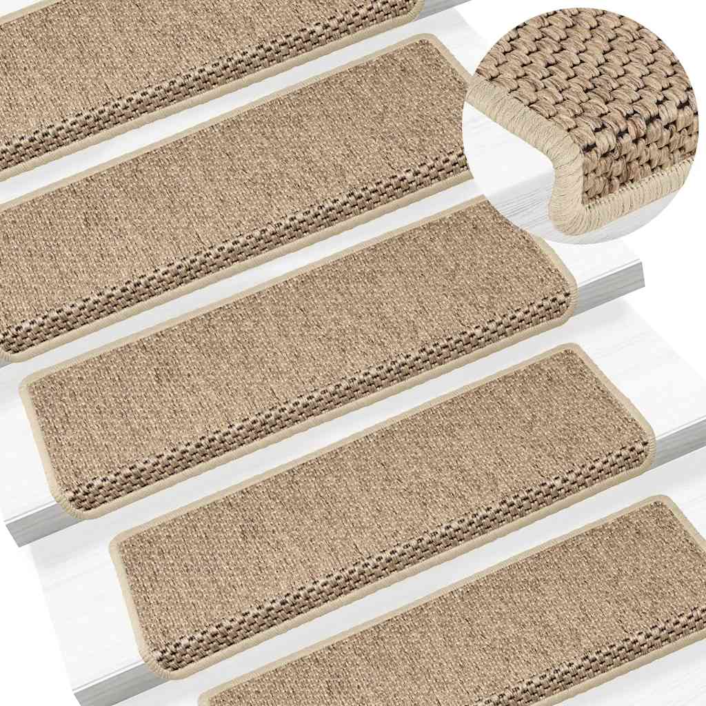 vidaXL Tappeti Autoadesivi Scale Aspetto Sisal 30 pz 65x21x4 cm Sabbia