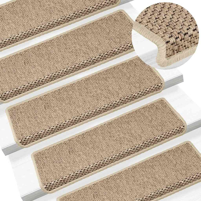 vidaXL Tappeti Autoadesivi Scale Aspetto Sisal 30 pz 65x21x4 cm Sabbia
