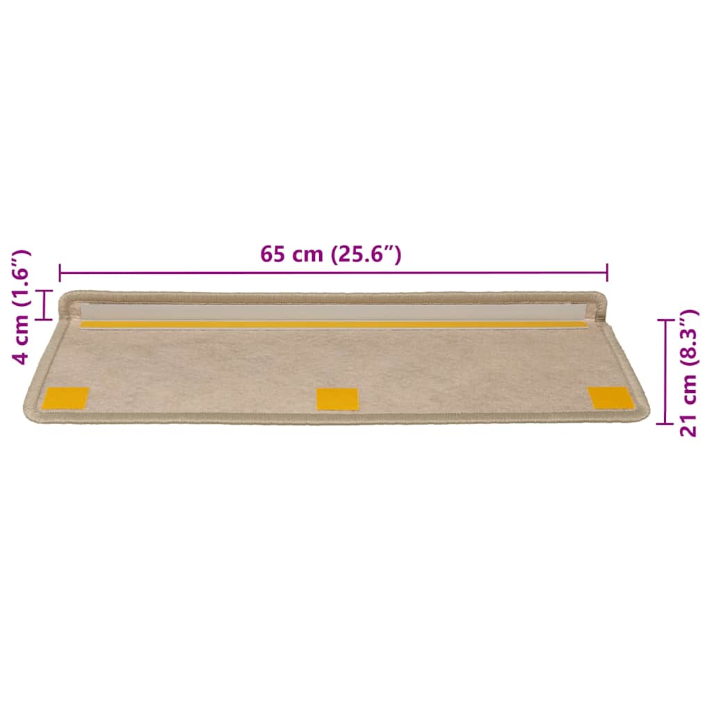 Tappeti Autoadesivi Scale Aspetto Sisal 30 pz 65x21x4 cm Sabbia 3365891